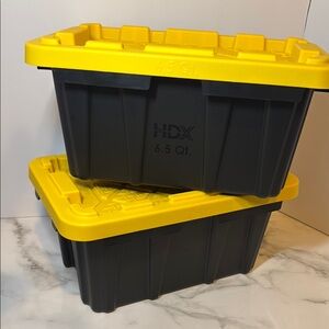 2 HDX Black and Yellow Mini Storage Totes - New